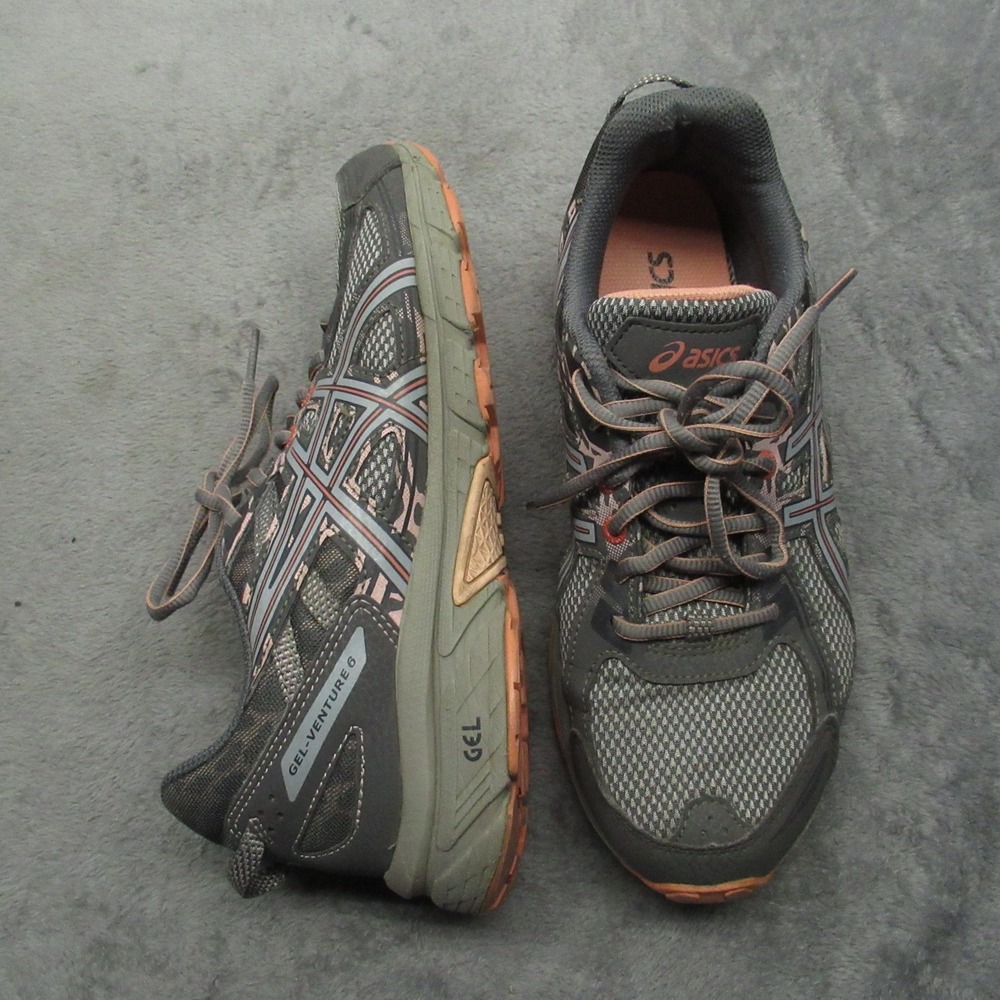 ASICS Womens Shoes 8.5 Gray Peach Trail Running GEL Venture 6 Lightweight Active